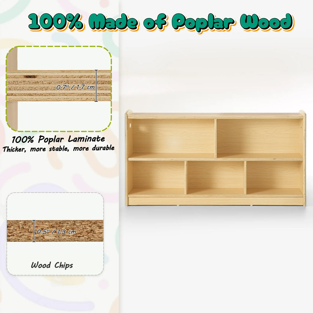 2-Tier Wood Montessori Cabinet for Kids,Toddler Room Book Shelves Toy Organizers and Storage,Small Book Shelf Storage for Baby