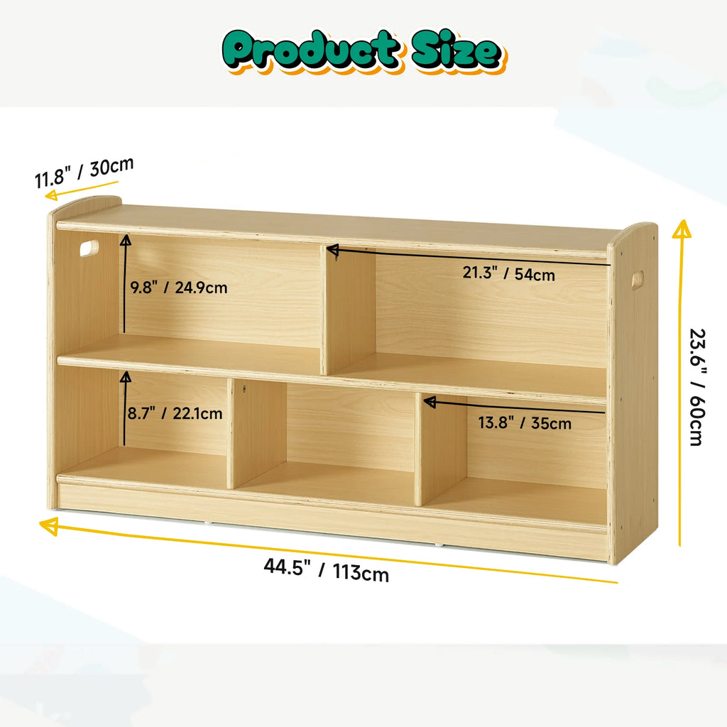 2-Tier Wood Montessori Cabinet for Kids,Toddler Room Book Shelves Toy Organizers and Storage,Small Book Shelf Storage for Baby