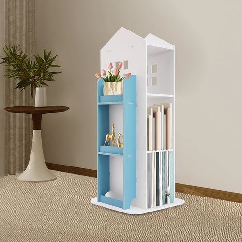 Kids Bookshelf, Rotating Book Organizer, 360° Rotating Children's Bookshelf central 4-tier dual-side 3-tier