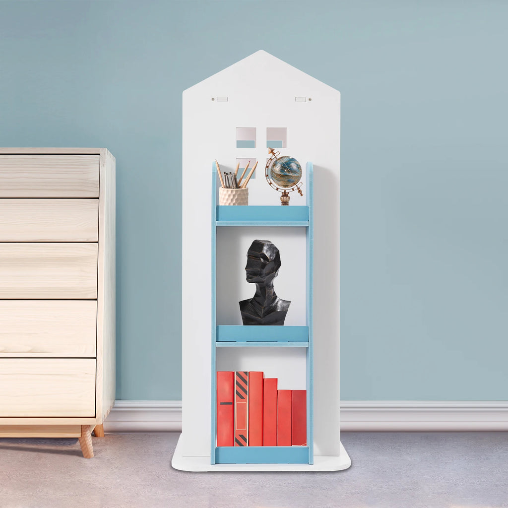 Kids Bookshelf, Rotating Book Organizer, 360° Rotating Children's Bookshelf central 4-tier dual-side 3-tier