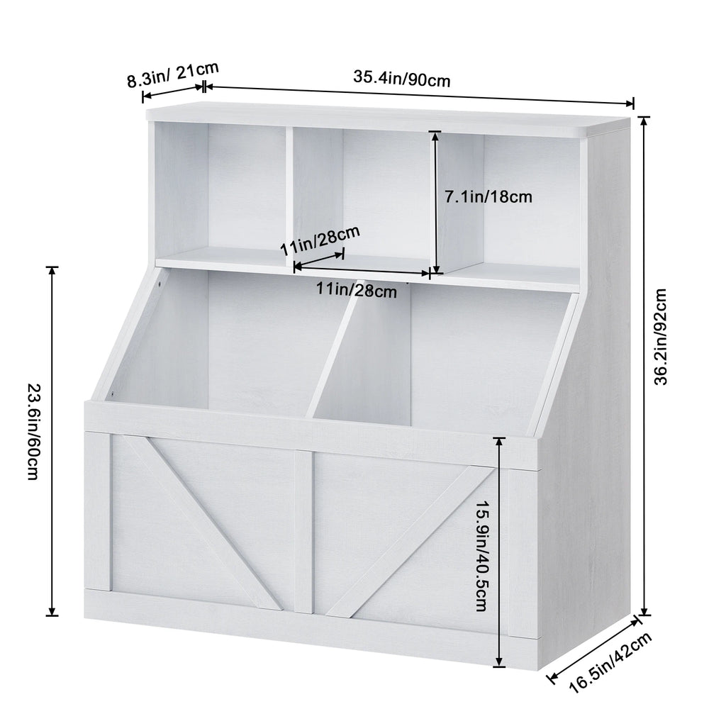 Kids Toy Storage Organizer With Bookshelf Anti-Tip Toddler Toy Cabinet Versatile Cube Shelves And Storage Bins For Playroom